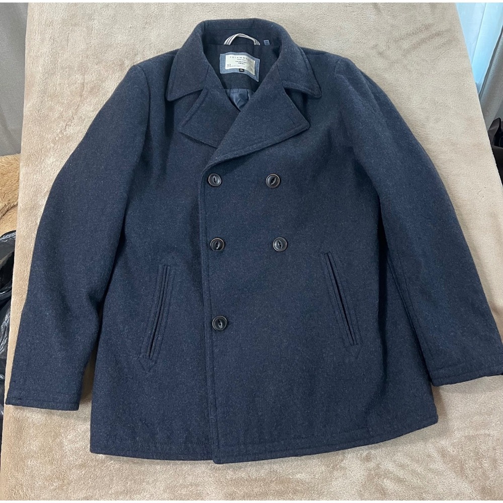 7 Diamonds Double Breast Men Wool Blend Peacoat XL Blue Diamond Quilted line EUC